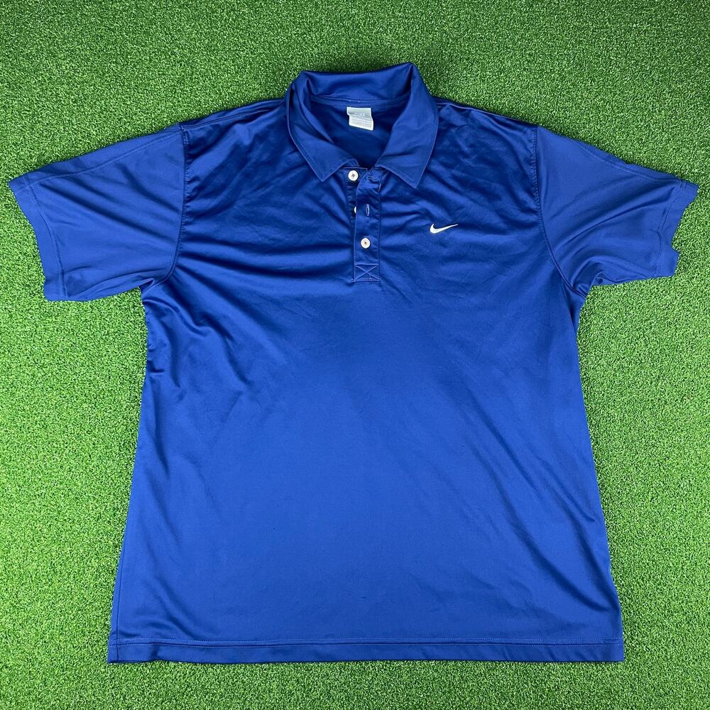 Vintage 90s Y2K Nike Mens Sportswear Blue Short Sleeve Swoosh Golf Polo Shirt L